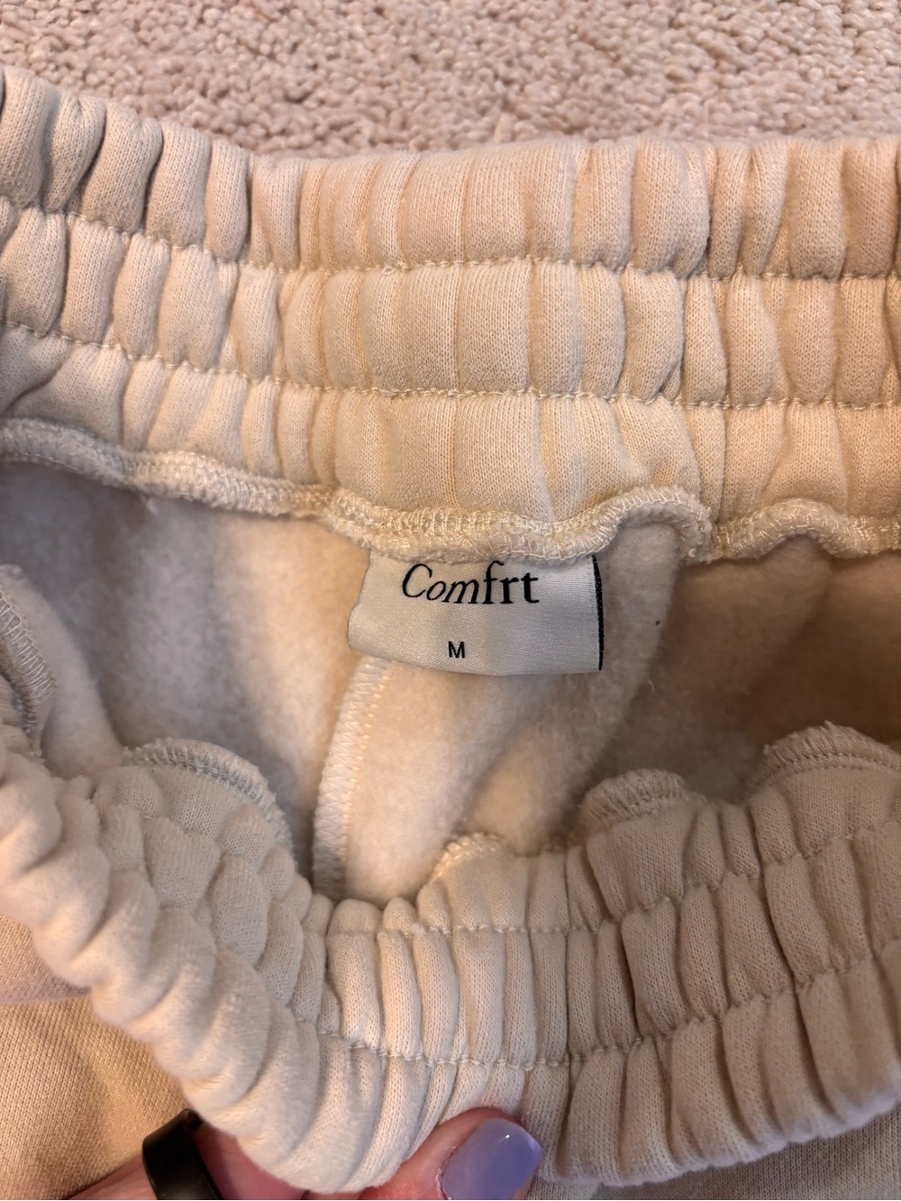 Comfrt Bone Oversized Jogger Sweatpants Cream Fleece Size Medium - Picture 3 of 4